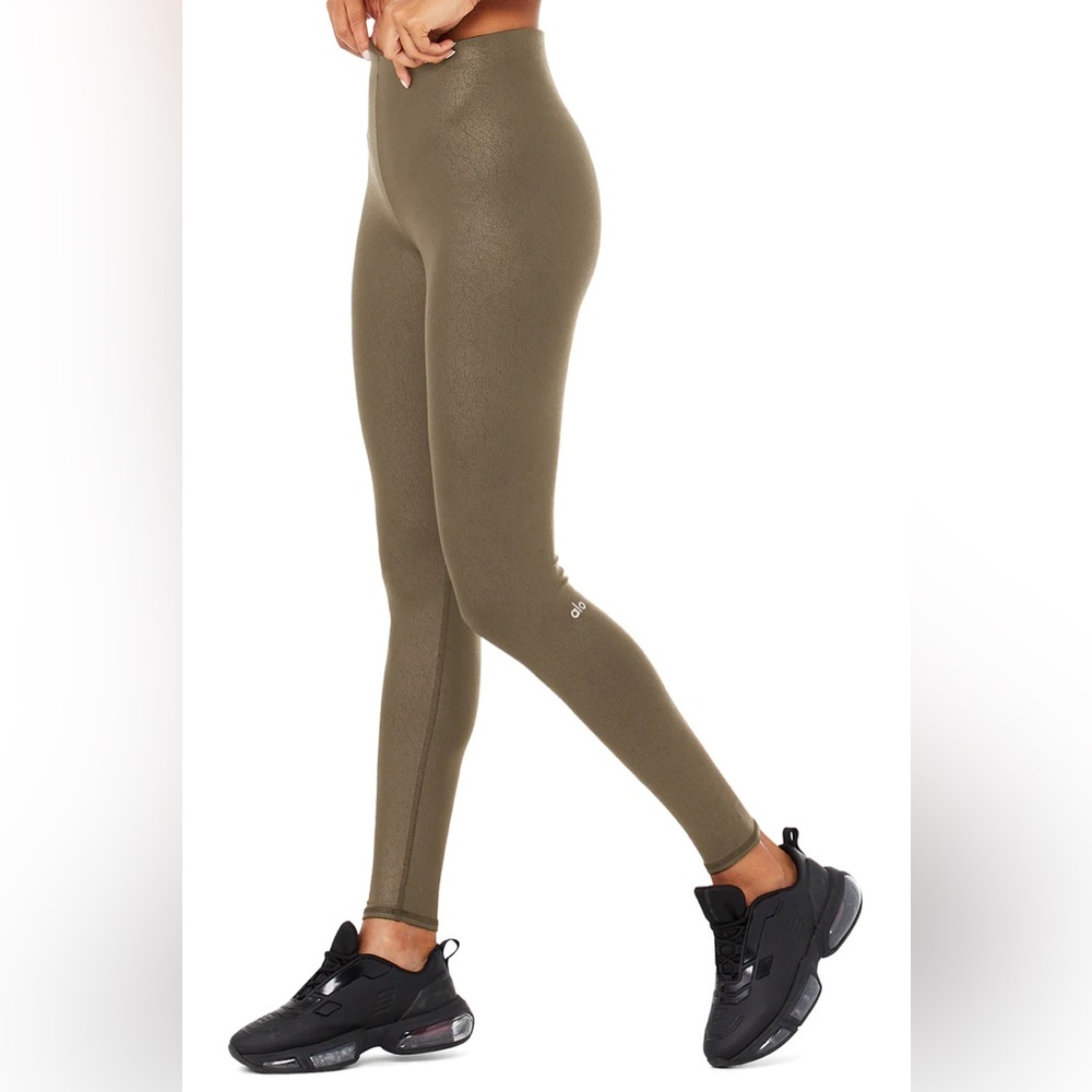 ALO FAUX LEATHER AIRBRUSH HIGH-WAIST LEGGING - HOT COCOA